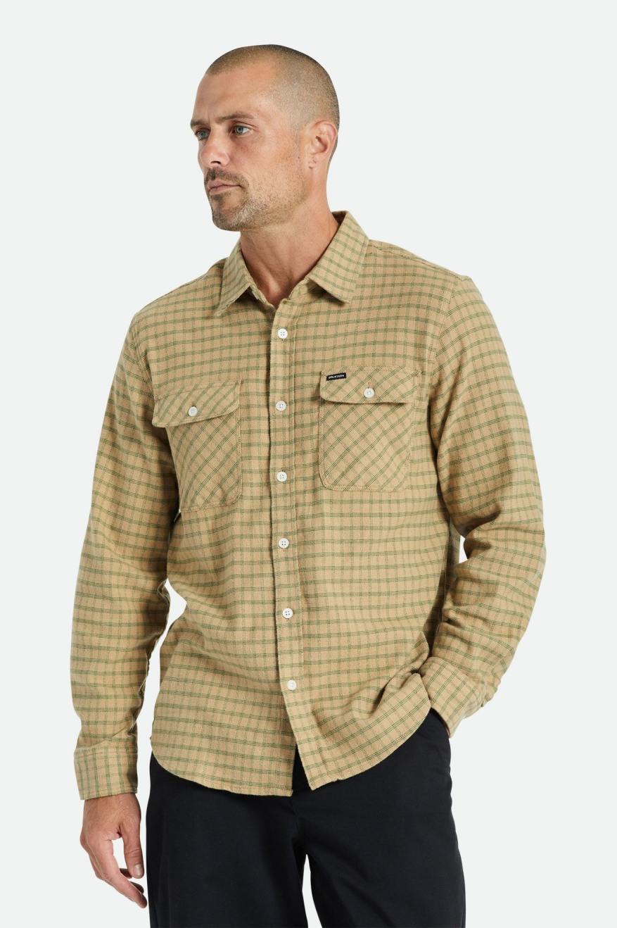 Topuri De Flanel Barbati Brixton Bowery Stretch L/S Utility Bej Masline Verzi | MNTRZ2651