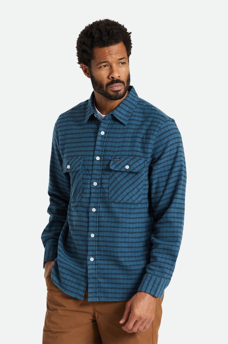 Topuri De Flanel Barbati Brixton Bowery Stretch L/S Utility Turcoaz Negrii | QCZVU1567