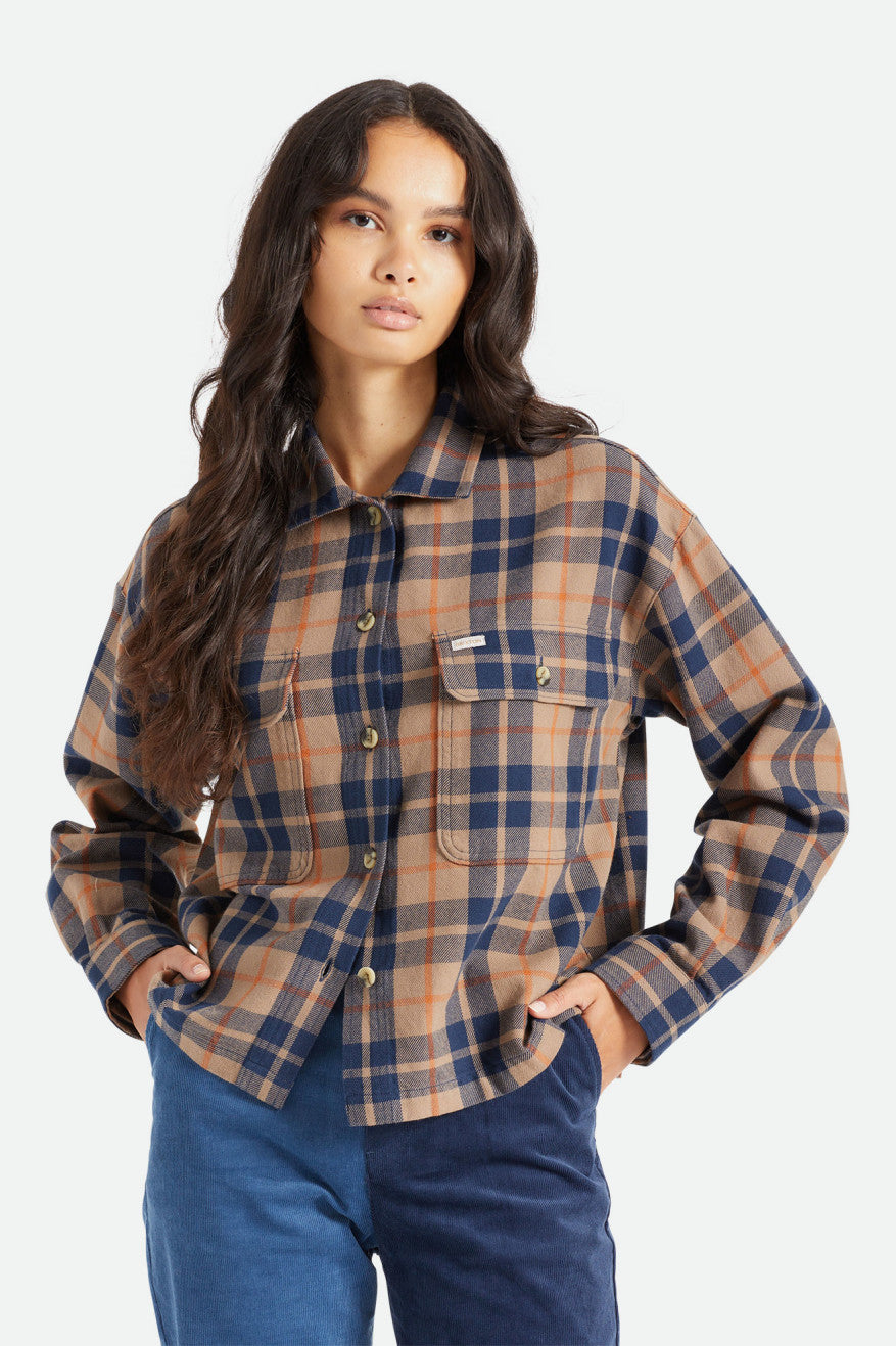 Topuri De Flanel Dama Brixton Bowery L/S Verzi Inchis | KCJXY3859